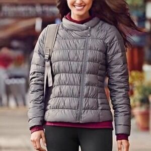 Athleta Downalicious Packable Puffer Jacket XXS Quilted Silver Lightweight